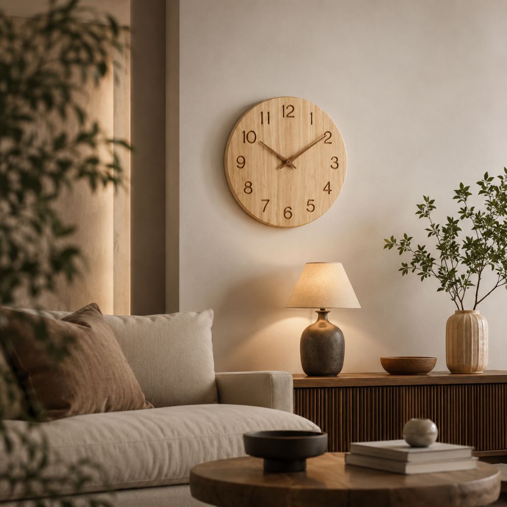 Stille Houten Wandklok Scandinavische Stijl Woonkamer Slaapkamer Decoratie Natuurlijk Hout Interieur | Sansoti