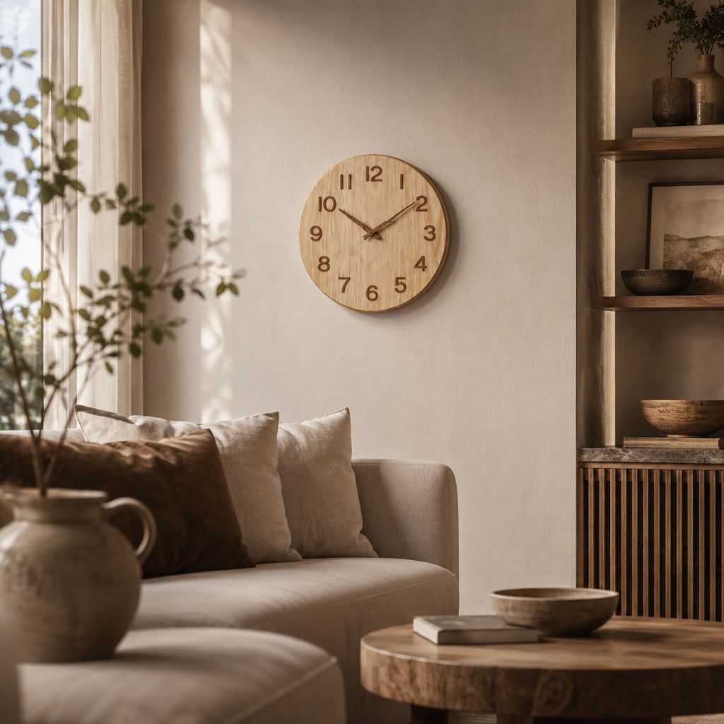 Stille Houten Wandklok Scandinavische Stijl Woonkamer Slaapkamer Decoratie Natuurlijk Hout Interieur | Sansoti