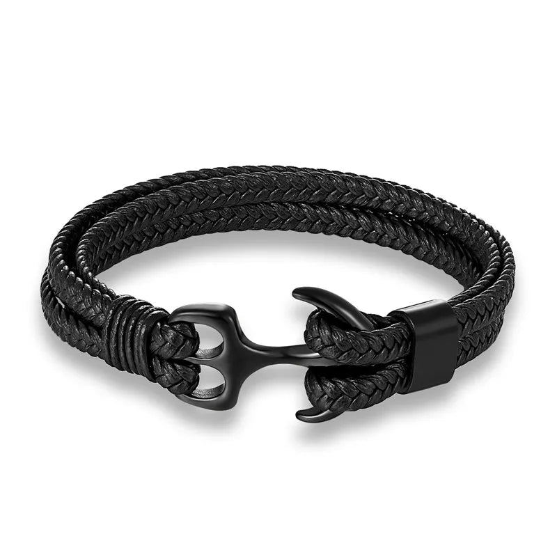 Leren Ankerarmband met Metalen Sluiting voor Stoere Nautische Stijl | Sansoti