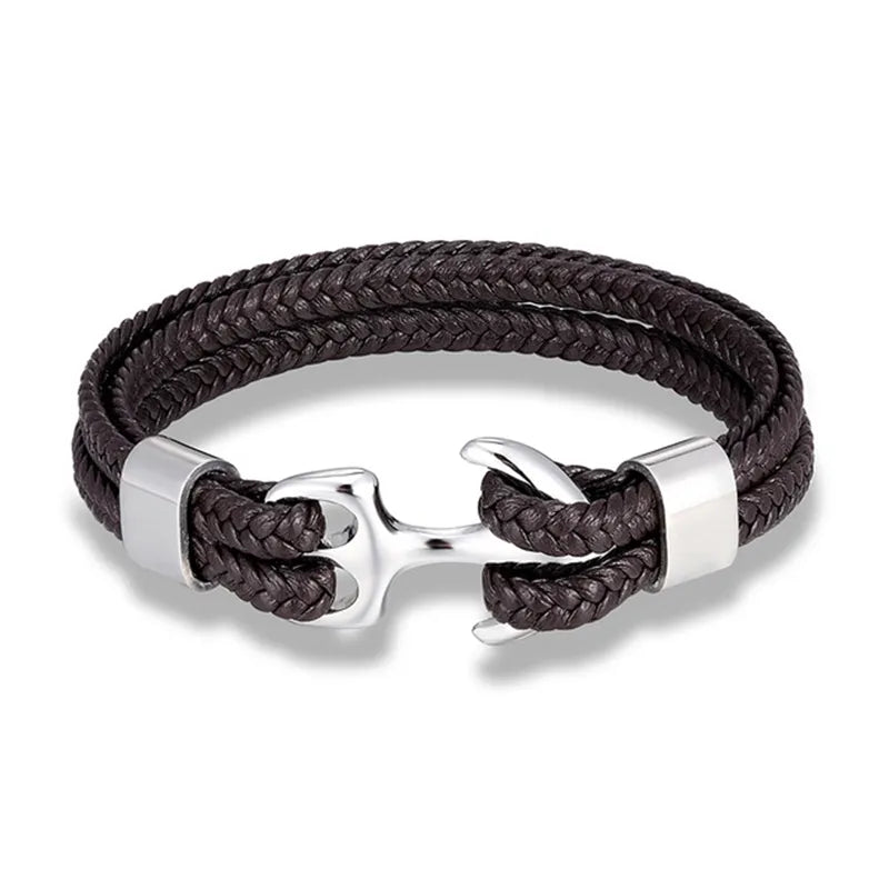 Leren Ankerarmband met Metalen Sluiting voor Stoere Nautische Stijl | Sansoti