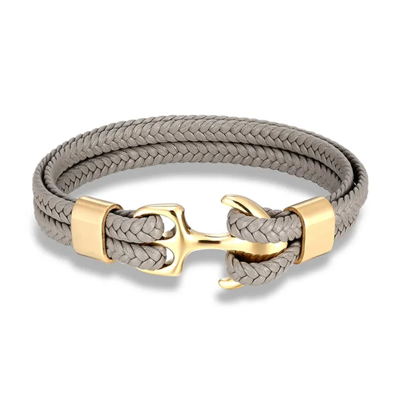 Leren Ankerarmband met Metalen Sluiting voor Stoere Nautische Stijl | Sansoti