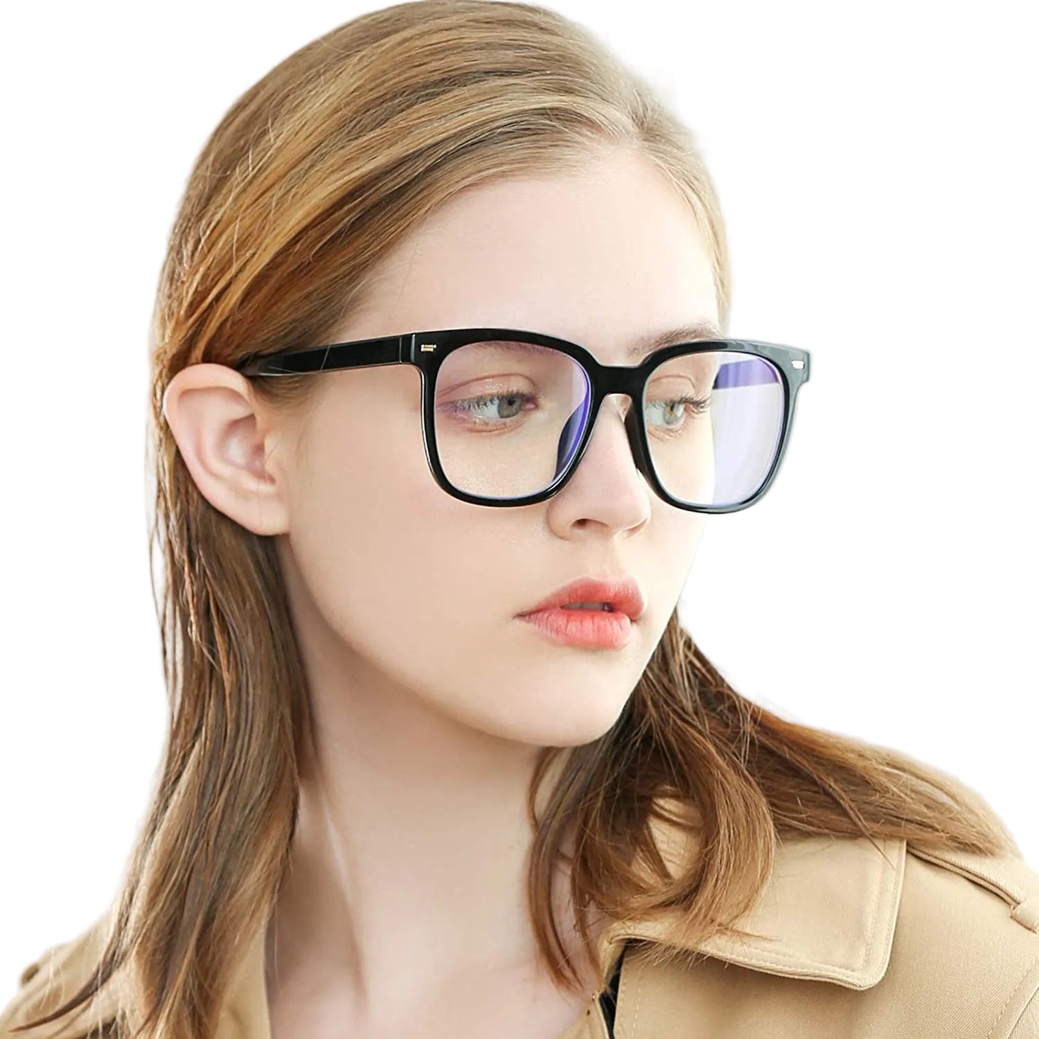 Prescription Glasses for Nearsightedness with Anti-Blue Light Filter | Unisex Oversized Frame | Reduces Eye Fatigue | Sansoti