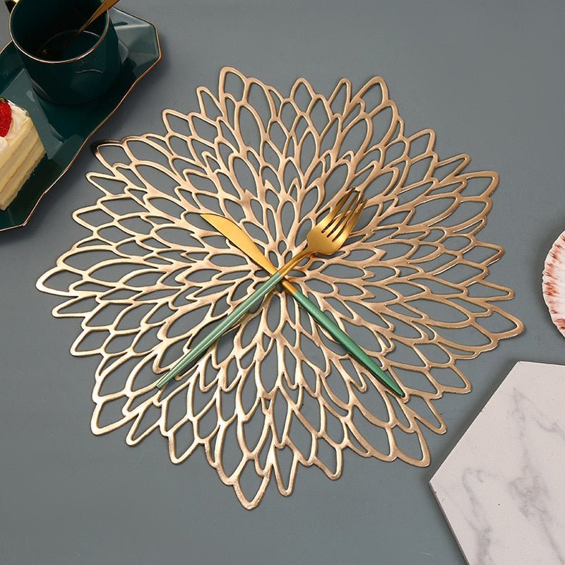 Ronde Placemat met Uitsnijding Nebuladesign Goud Rose Gold Zwart Stijlvol Tafeldecoratie 38cm Diameter PVC Antislip voor Eettafel Diner | Sansoti