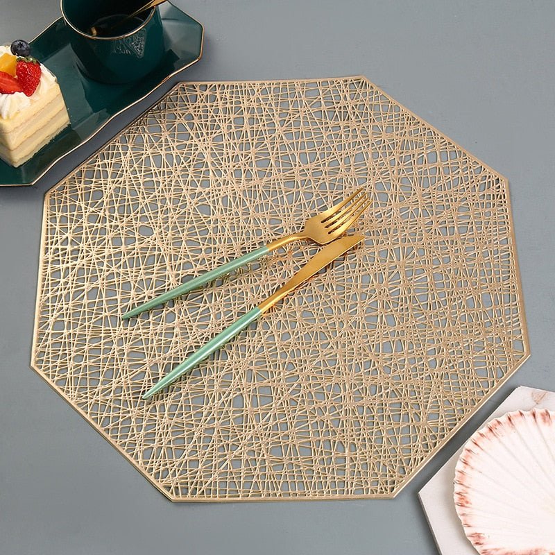 Ronde Placemat met Uitsnijding Nebuladesign Goud Rose Gold Zwart Stijlvol Tafeldecoratie 38cm Diameter PVC Antislip voor Eettafel Diner | Sansoti
