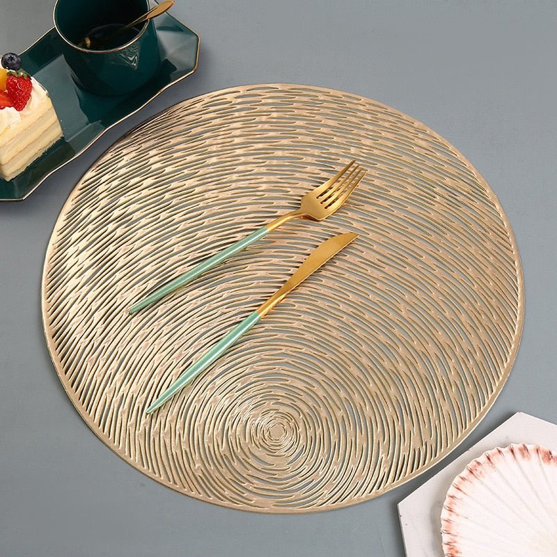 Ronde Placemat met Uitsnijding Nebuladesign Goud Rose Gold Zwart Stijlvol Tafeldecoratie 38cm Diameter PVC Antislip voor Eettafel Diner | Sansoti