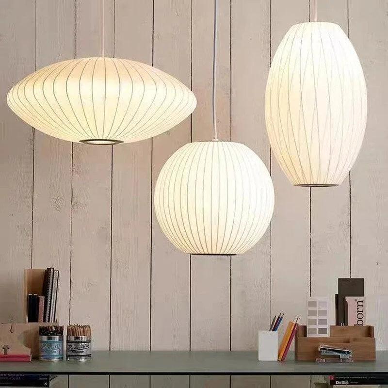 Hanglamp Nelson Bubble Handgebreid Zijde Wit IJzer LED Woonkamer Eetkamer Slaapkamer | Sansoti