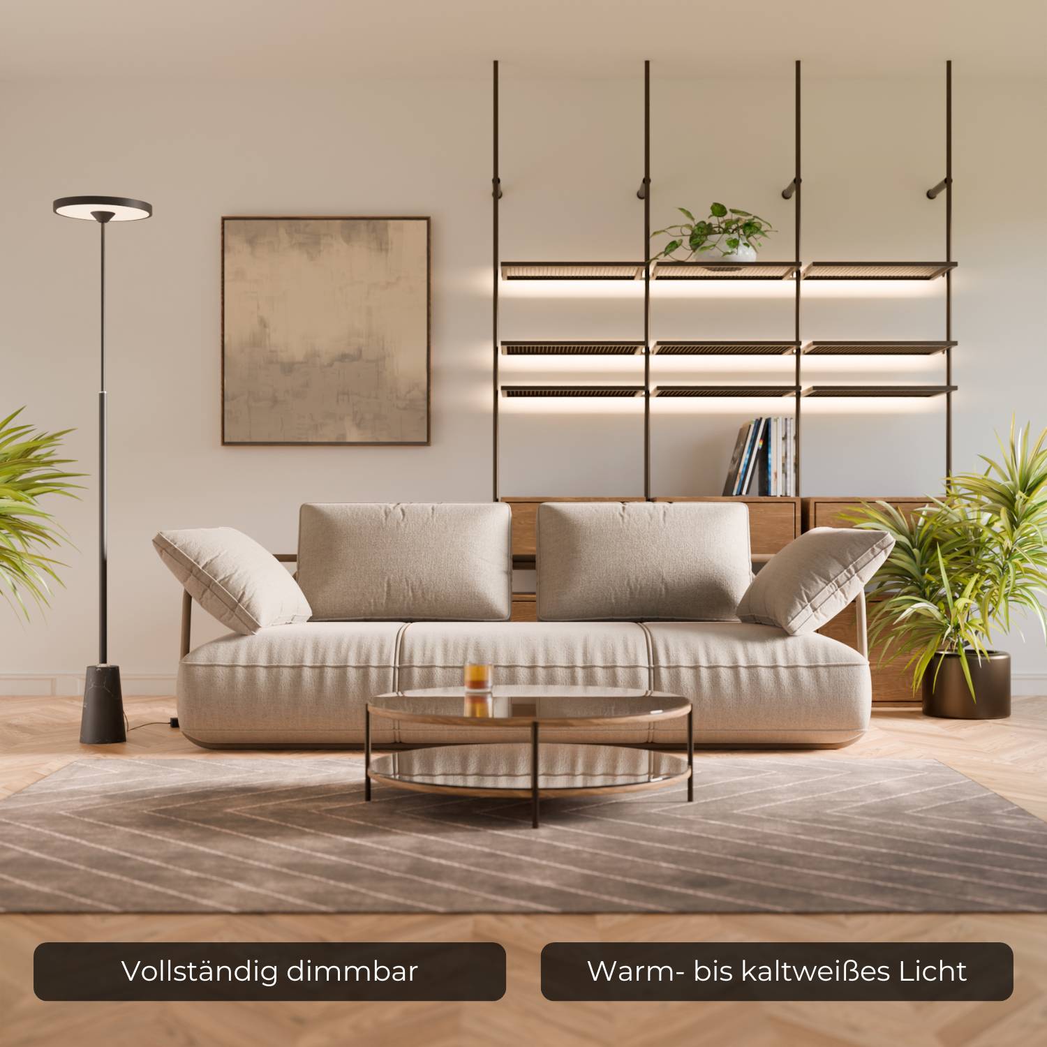 Lampadaire design avec pied en pierre naturelle et forme sculpturale – Lunara