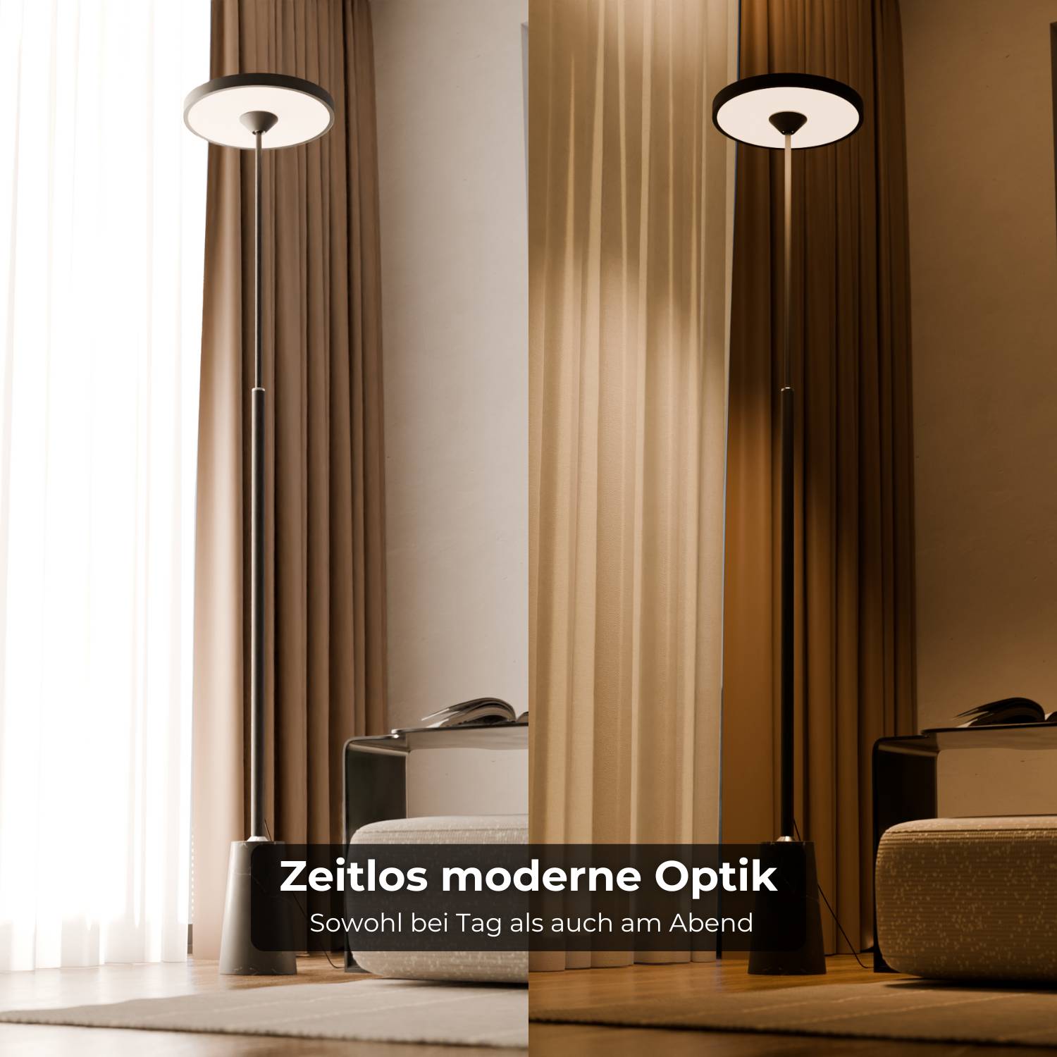 Lampadaire design avec pied en pierre naturelle et forme sculpturale – Lunara