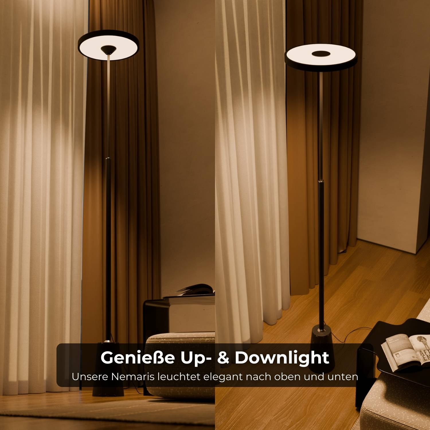 Lampadaire design avec pied en pierre naturelle et forme sculpturale – Lunara