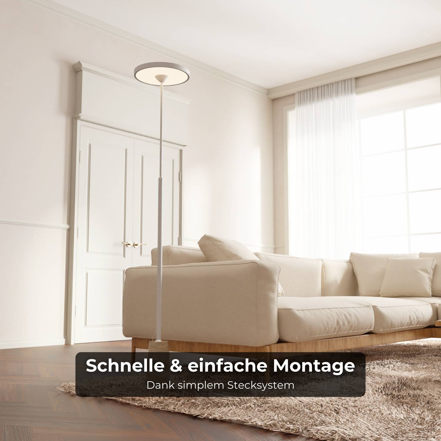 Lampadaire design avec pied en pierre naturelle et forme sculpturale – Lunara
