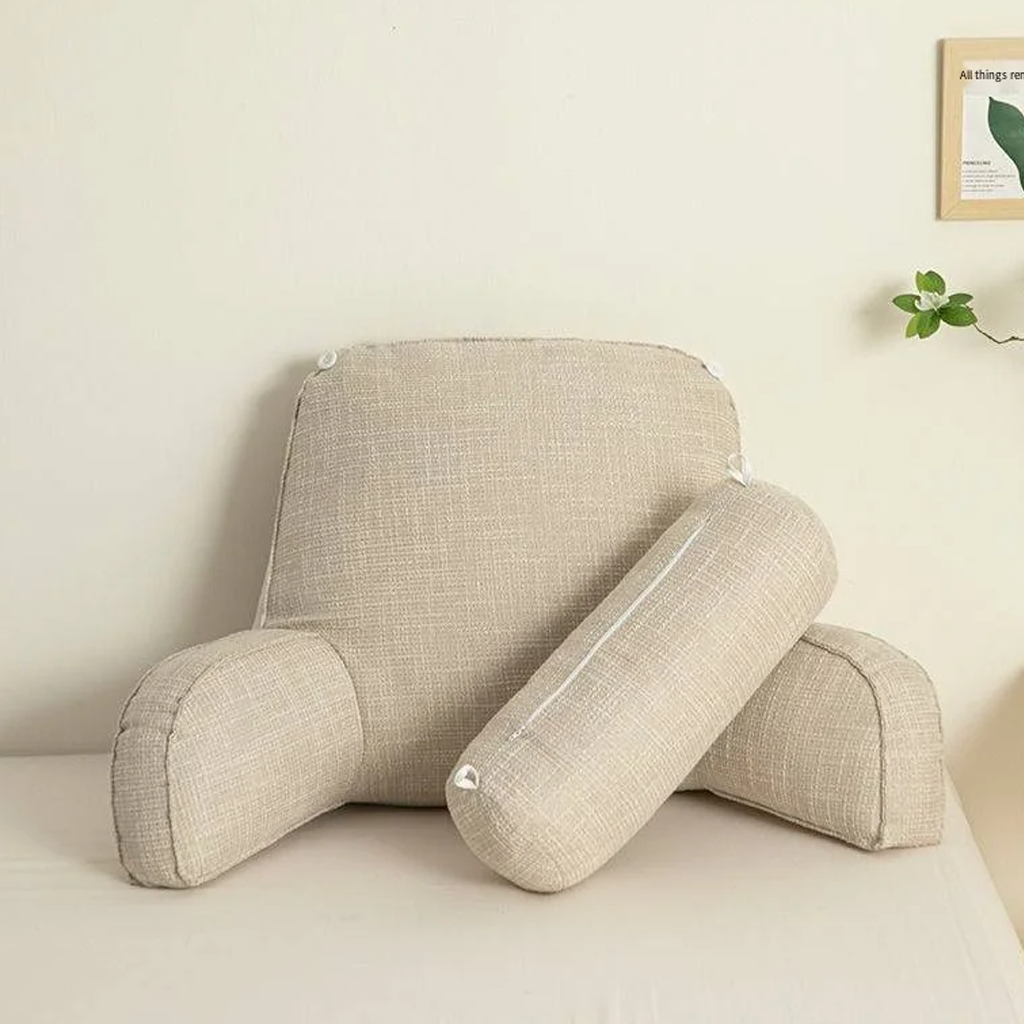 Coussin ergonomique de soutien dorsal avec appuie-tête réglable et housse en coton amovible pour un confort d’assise optimal à la maison | Sansoti