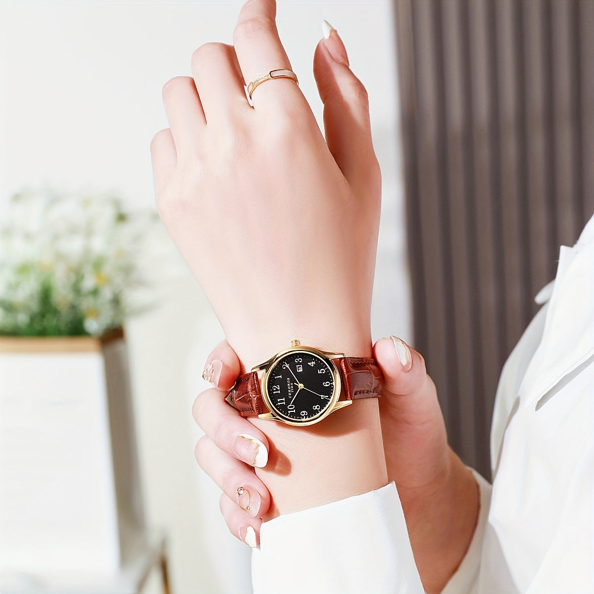 Square Women's Watch with Faux Leather Strap, Quartz Movement, Water-Resistant, Scratch-Resistant, Elegant and Stylish Wristwatch | Sansoti