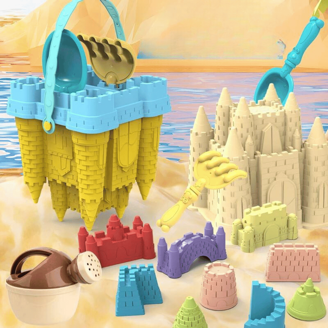 Sandcastle Playset with Buckets and Molds for the Beach and Sandbox – Creative Outdoor Toy for Children | Sansoti