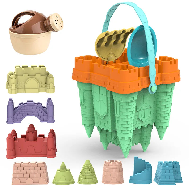 Sandcastle Playset with Buckets and Molds for the Beach and Sandbox – Creative Outdoor Toy for Children | Sansoti