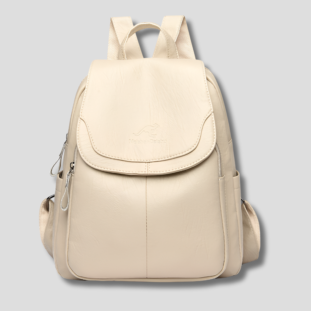 Leather Women's Backpack with Textured Finish Anti-Theft Protection Adjustable Straps for Everyday Use | Sansoti