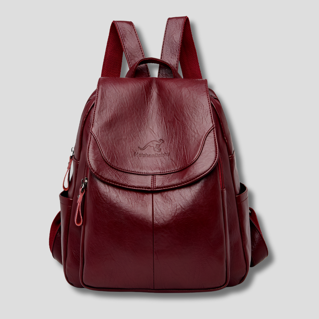 Leather Women's Backpack with Textured Finish Anti-Theft Protection Adjustable Straps for Everyday Use | Sansoti