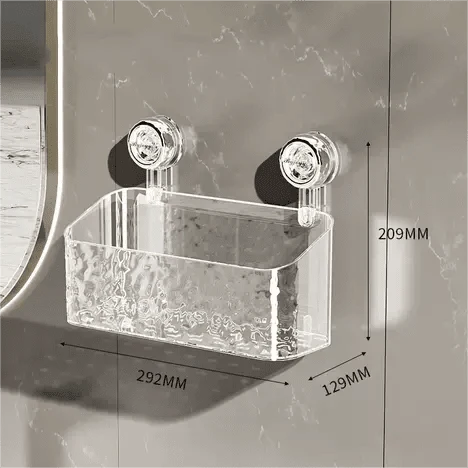 Étagère murale de salle de bains à ventouses, sans perçage, organiseur transparent gris, support de rangement à fixation murale renforcée, tablette de douche | Sansoti
