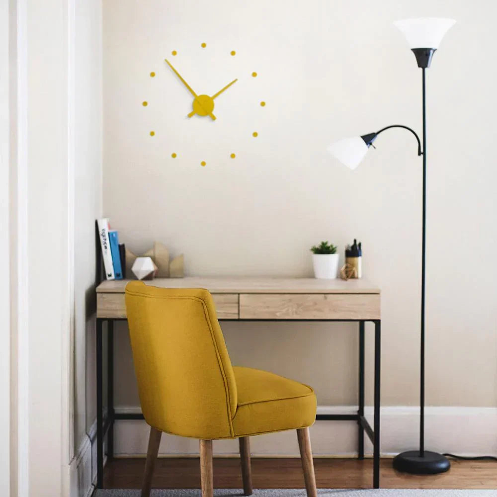 Wandklok Metaal 40cm Zwart Geel Zilver Quartz Uurwerk Scandinavisch Design Tijdweergave Woonkamer Keuken Kantoor Modern Interieur Decoratie | Sansoti
