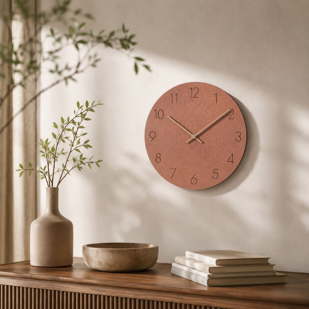 Houten Wandklok Stil Uurwerk Scandinavisch Design 29cm Rond Minimalistisch Woonkamer Slaapkamer Kantoor | Sansoti