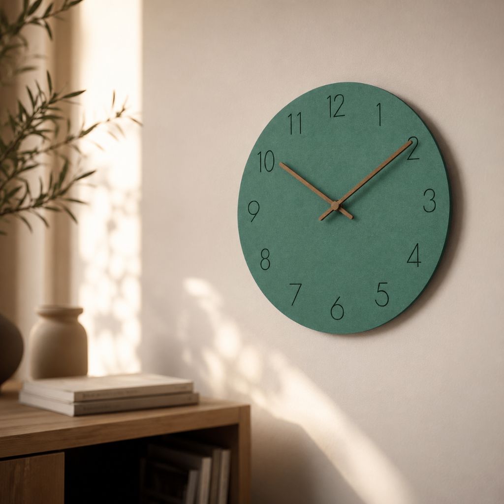 Houten Wandklok Stil Uurwerk Scandinavisch Design 29cm Rond Minimalistisch Woonkamer Slaapkamer Kantoor | Sansoti