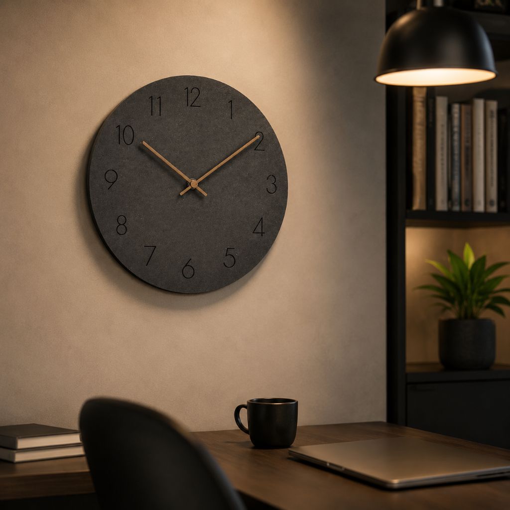 Houten Wandklok Stil Uurwerk Scandinavisch Design 29cm Rond Minimalistisch Woonkamer Slaapkamer Kantoor | Sansoti