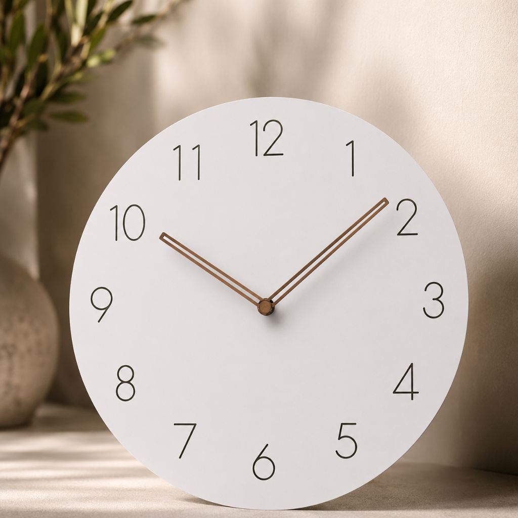 Houten Wandklok Stil Uurwerk Scandinavisch Design 29cm Rond Minimalistisch Woonkamer Slaapkamer Kantoor | Sansoti
