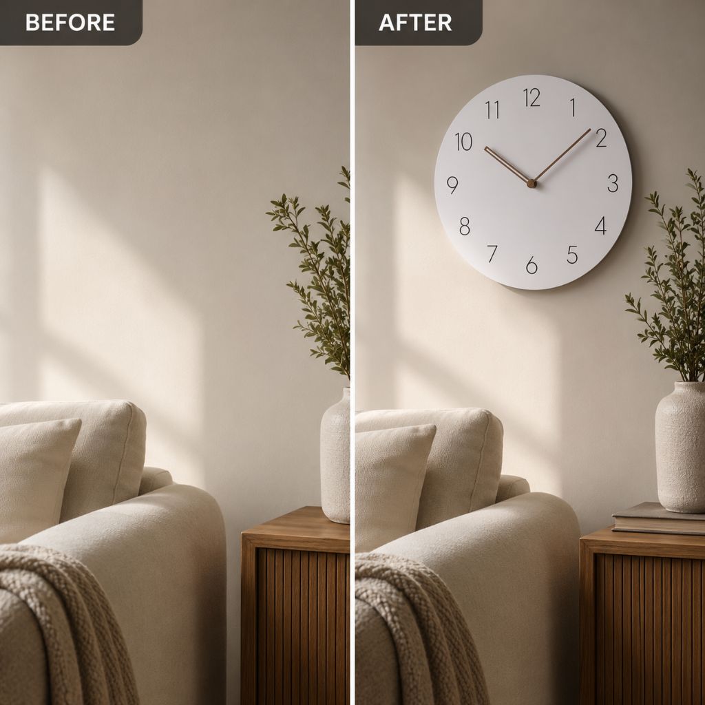 Houten Wandklok Stil Uurwerk Scandinavisch Design 29cm Rond Minimalistisch Woonkamer Slaapkamer Kantoor | Sansoti