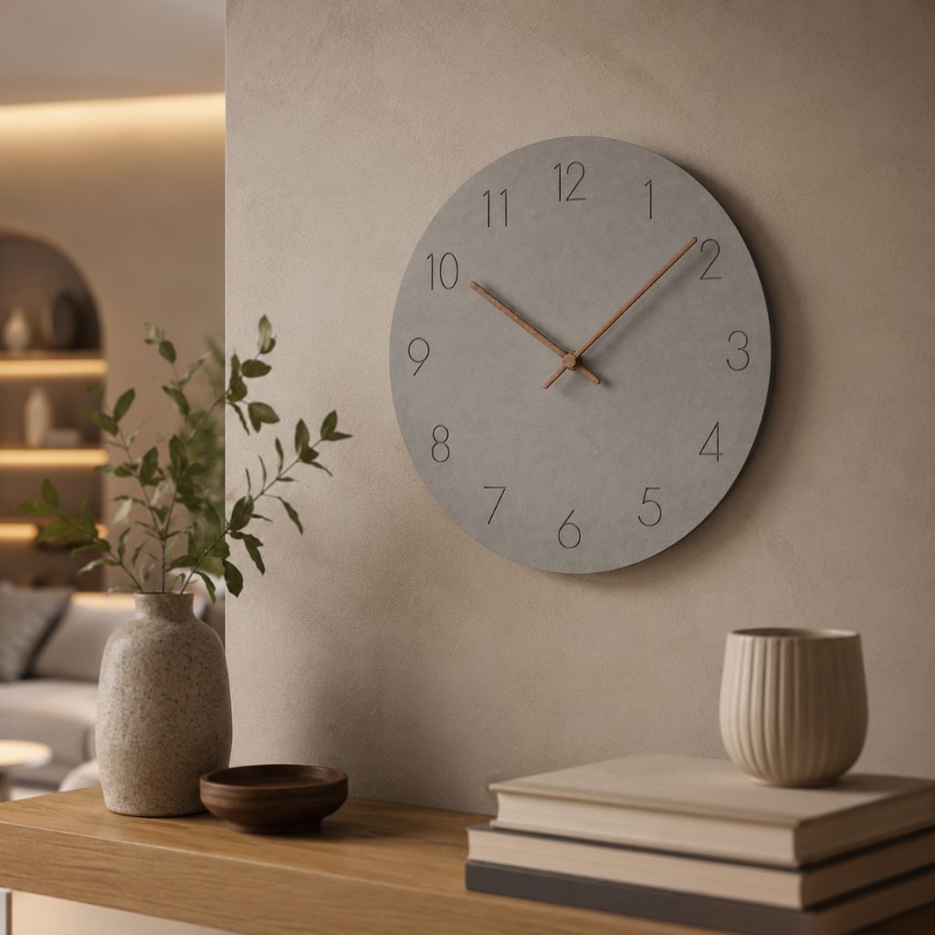 Houten Wandklok Stil Uurwerk Scandinavisch Design 29cm Rond Minimalistisch Woonkamer Slaapkamer Kantoor | Sansoti