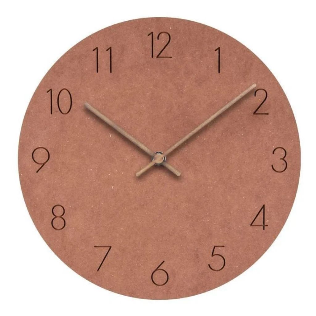 Houten Wandklok Stil Uurwerk Scandinavisch Design 29cm Rond Minimalistisch Woonkamer Slaapkamer Kantoor | Sansoti