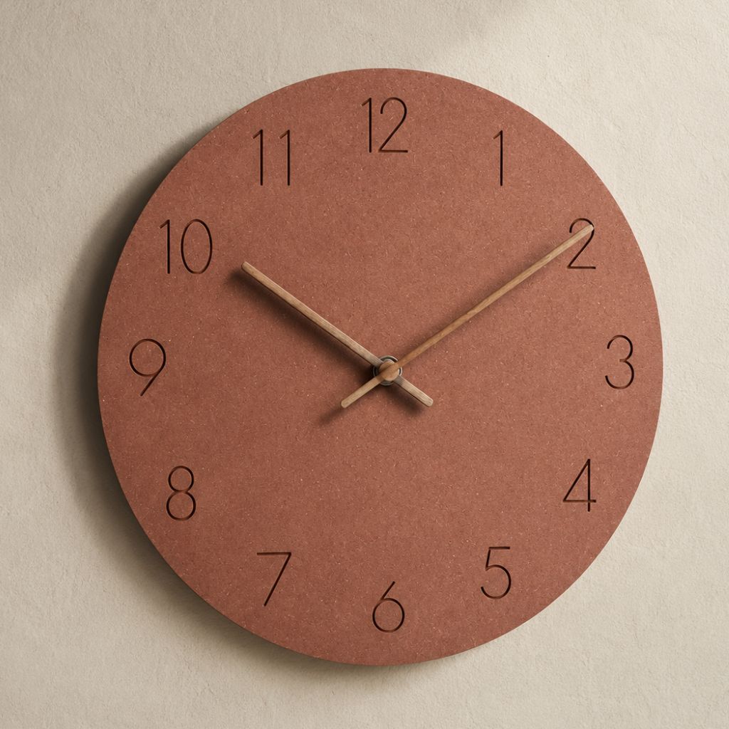 Houten Wandklok Stil Uurwerk Scandinavisch Design 29cm Rond Minimalistisch Woonkamer Slaapkamer Kantoor | Sansoti