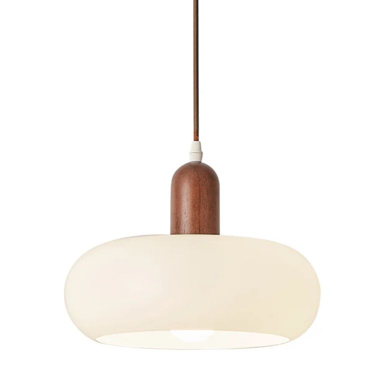 Suspension crème en bois et verre, design scandinave E27, réglable, pour salle à manger, bar, intérieur moderne, salon | Sansoti