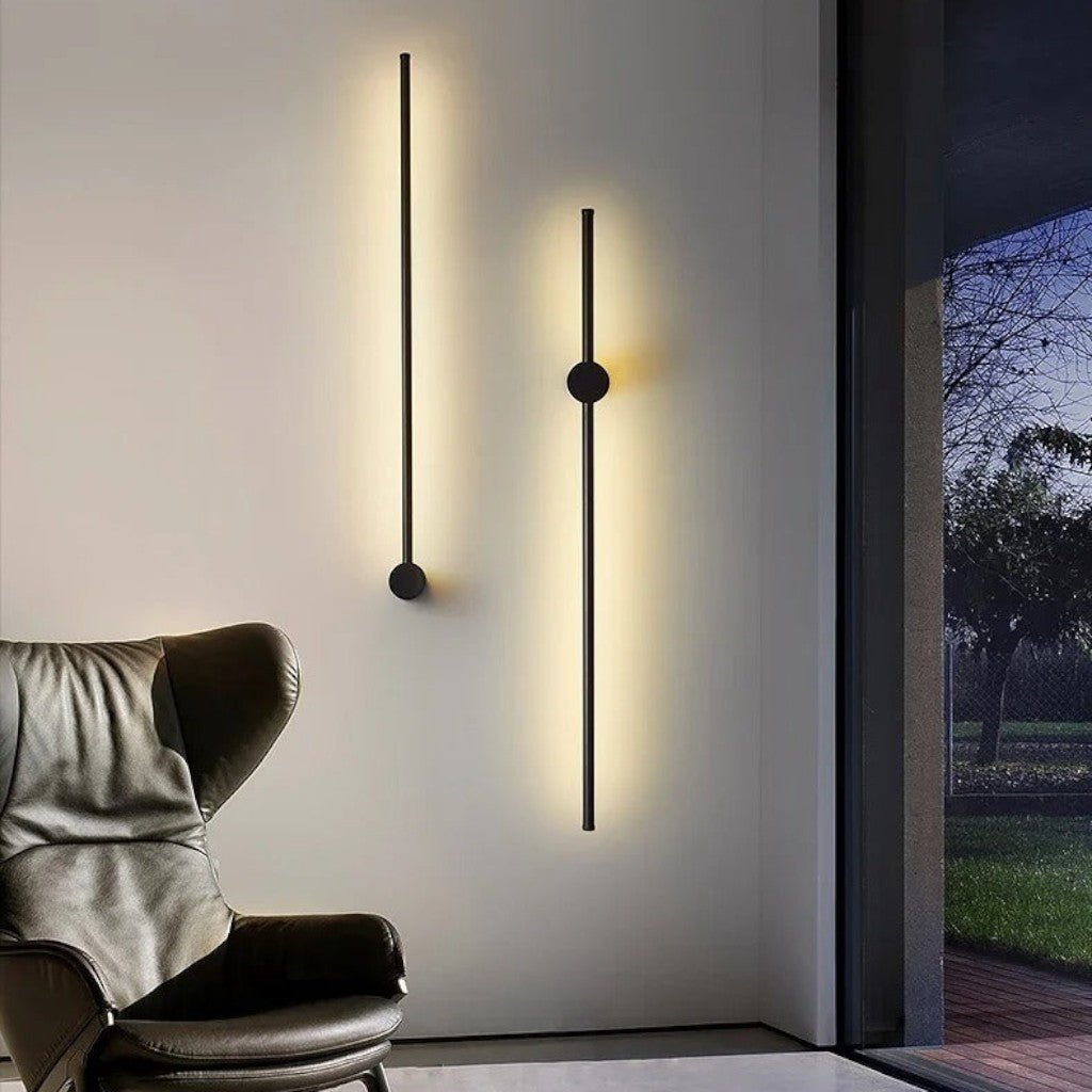 Minimalistische LED-Wandleuchte aus Aluminium 60–80 cm Schwarz Gold Wohnzimmer Schlafzimmer Flur Modernes, schlichtes Design | Sansoti