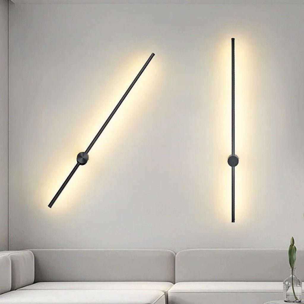 Minimalistische LED-Wandleuchte aus Aluminium 60–80 cm Schwarz Gold Wohnzimmer Schlafzimmer Flur Modernes, schlichtes Design | Sansoti