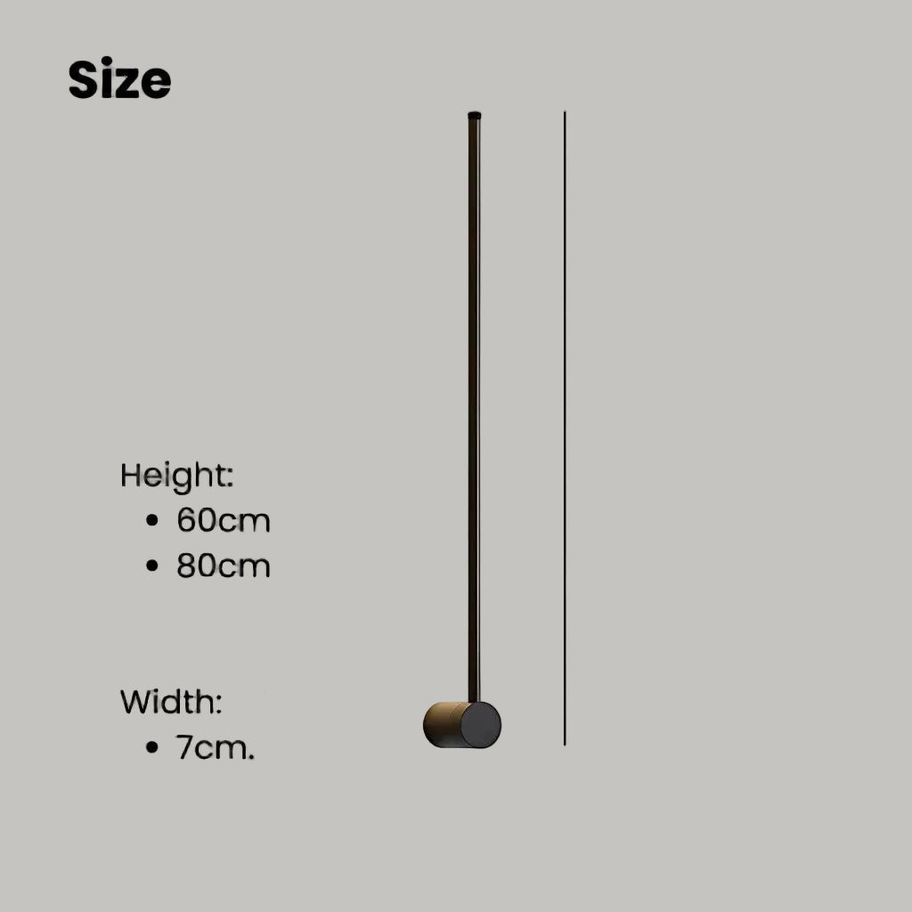 Minimalistische LED-Wandleuchte aus Aluminium 60–80 cm Schwarz Gold Wohnzimmer Schlafzimmer Flur Modernes, schlichtes Design | Sansoti
