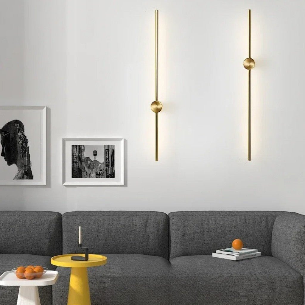 Minimalistische LED-Wandleuchte aus Aluminium 60–80 cm Schwarz Gold Wohnzimmer Schlafzimmer Flur Modernes, schlichtes Design | Sansoti