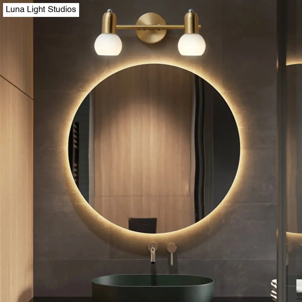 Wandleuchte mit Spiegel, Messing und Glasschirm, Badezimmer- und Flurbeleuchtung, 2 oder 3 Leuchtmittel, modernes Design | Sansoti