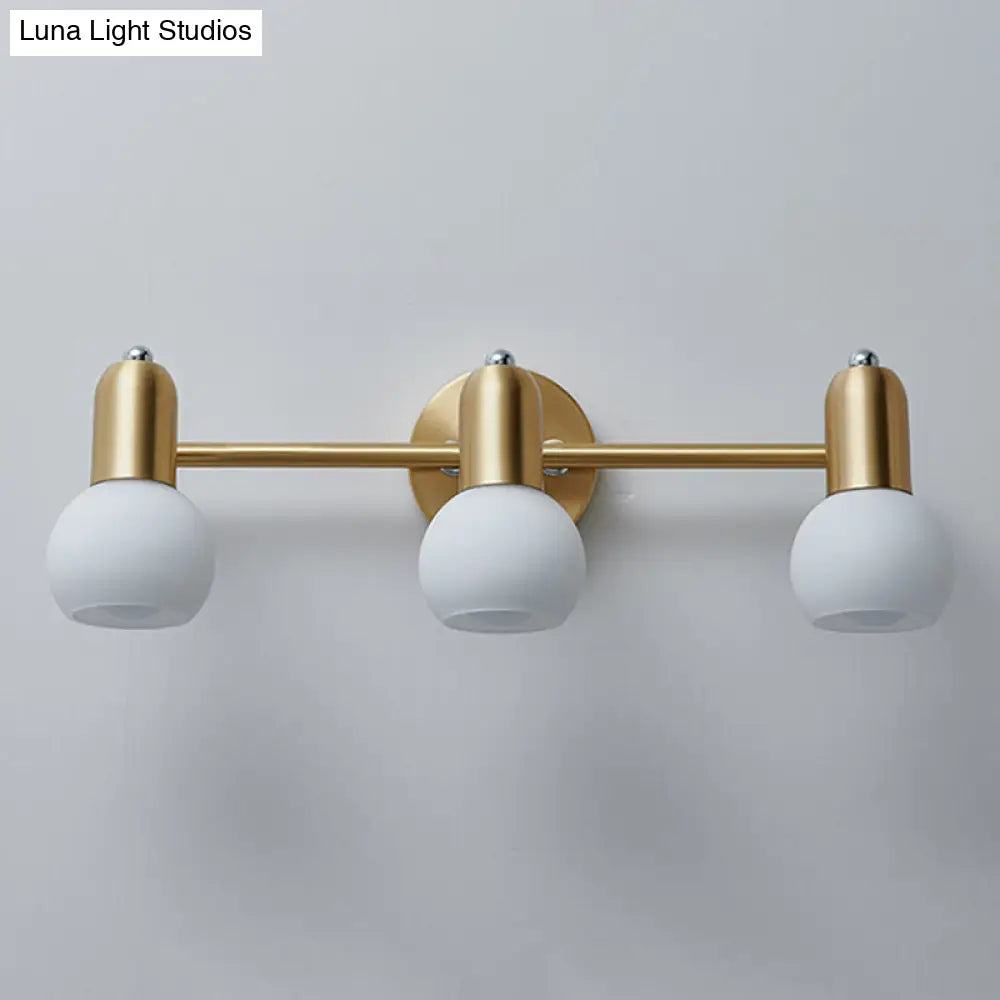 Wandleuchte mit Spiegel, Messing und Glasschirm, Badezimmer- und Flurbeleuchtung, 2 oder 3 Leuchtmittel, modernes Design | Sansoti