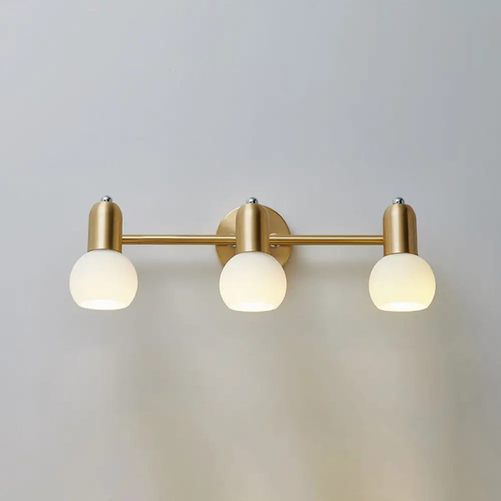 Wandleuchte mit Spiegel, Messing und Glasschirm, Badezimmer- und Flurbeleuchtung, 2 oder 3 Leuchtmittel, modernes Design | Sansoti