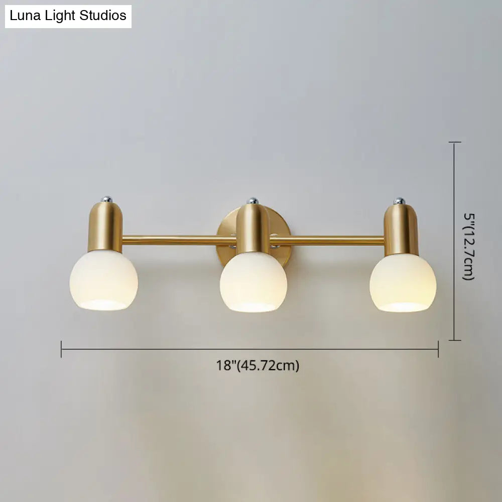 Wandleuchte mit Spiegel, Messing und Glasschirm, Badezimmer- und Flurbeleuchtung, 2 oder 3 Leuchtmittel, modernes Design | Sansoti