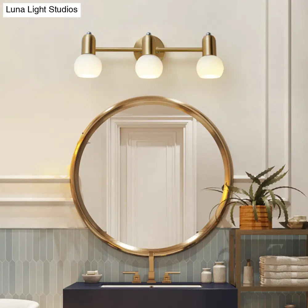 Wandleuchte mit Spiegel, Messing und Glasschirm, Badezimmer- und Flurbeleuchtung, 2 oder 3 Leuchtmittel, modernes Design | Sansoti
