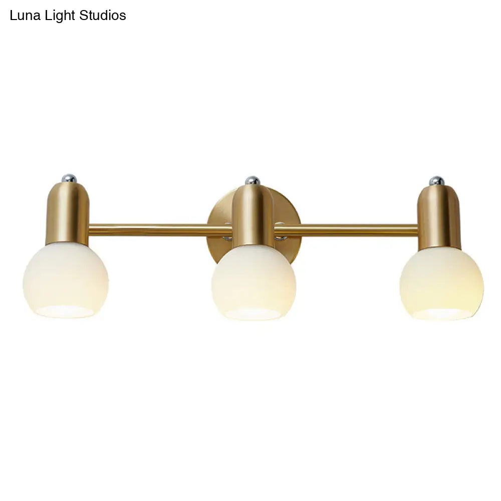 Wandleuchte mit Spiegel, Messing und Glasschirm, Badezimmer- und Flurbeleuchtung, 2 oder 3 Leuchtmittel, modernes Design | Sansoti