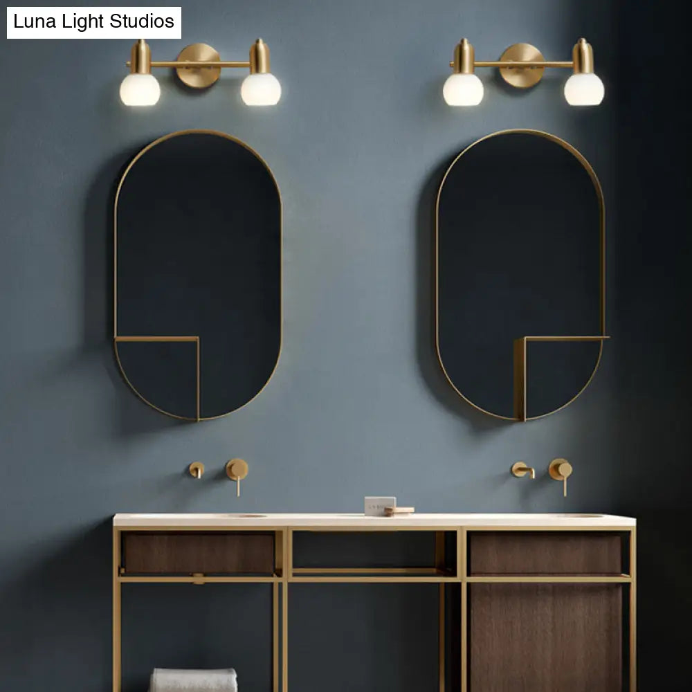 Wandleuchte mit Spiegel, Messing und Glasschirm, Badezimmer- und Flurbeleuchtung, 2 oder 3 Leuchtmittel, modernes Design | Sansoti