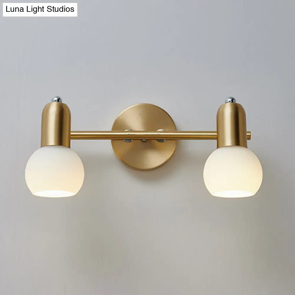 Wandleuchte mit Spiegel, Messing und Glasschirm, Badezimmer- und Flurbeleuchtung, 2 oder 3 Leuchtmittel, modernes Design | Sansoti