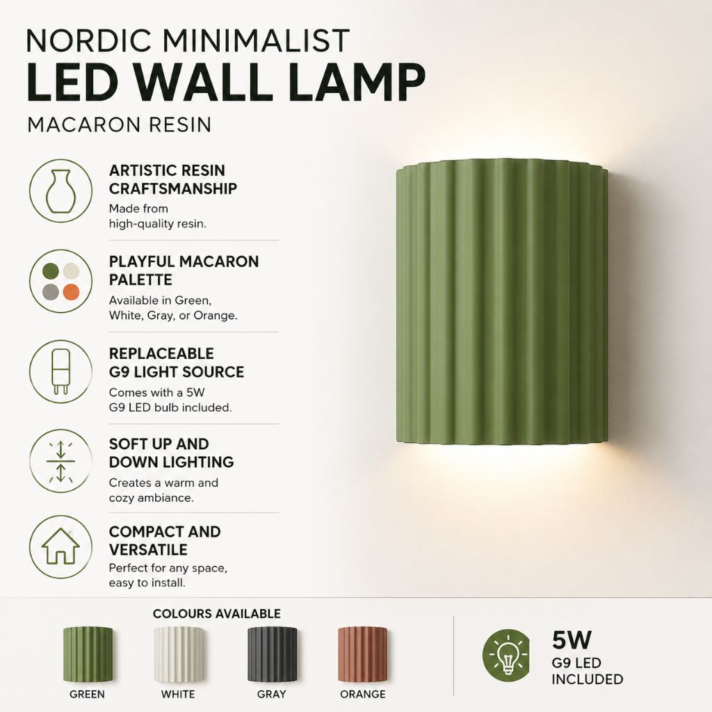 Wandlamp Geribbeld Hars G9 Pastellicht Omhoog Omlaag Verlichting Gangen Slaapkamer Trappenhuis Kinderkamer | Sansoti