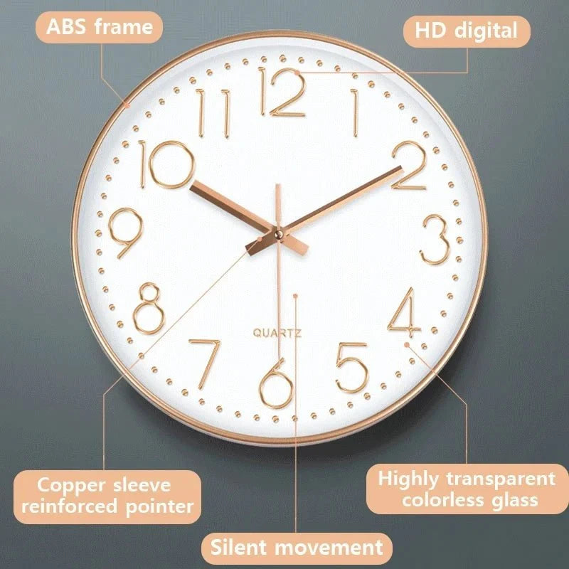 Wanduhr mit leisem Uhrwerk, skandinavisches minimalistisches Design, 30 cm, Wohnzimmer, Schlafzimmer, Büro, Dekoration | Sansoti