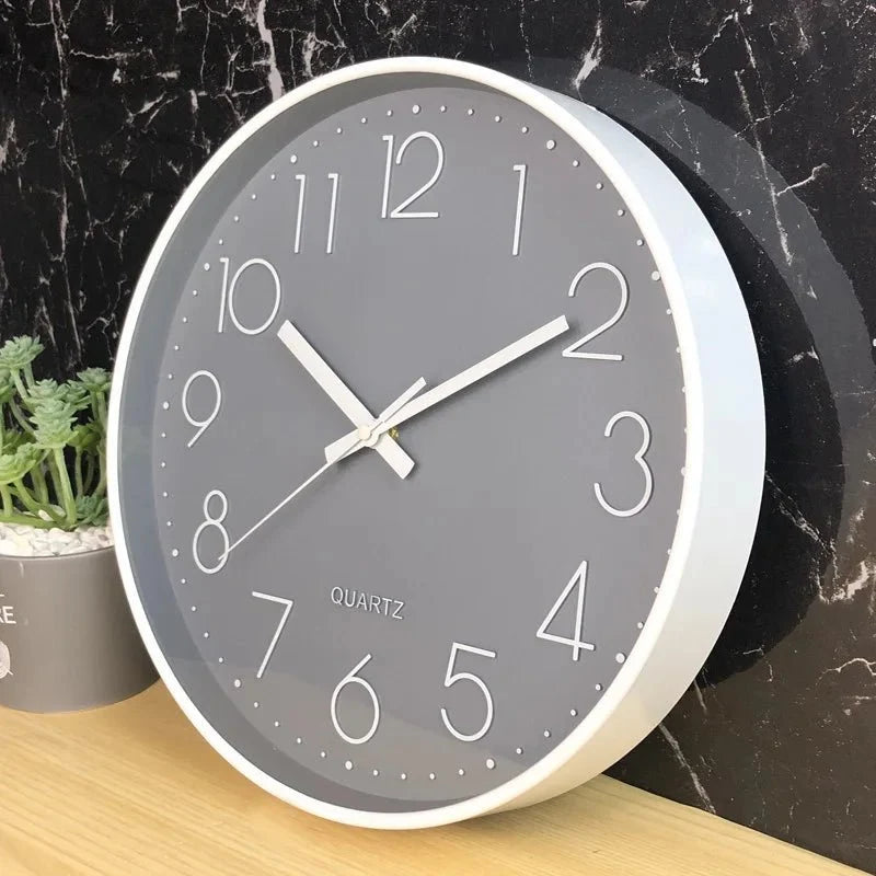 Wanduhr mit leisem Uhrwerk, skandinavisches minimalistisches Design, 30 cm, Wohnzimmer, Schlafzimmer, Büro, Dekoration | Sansoti