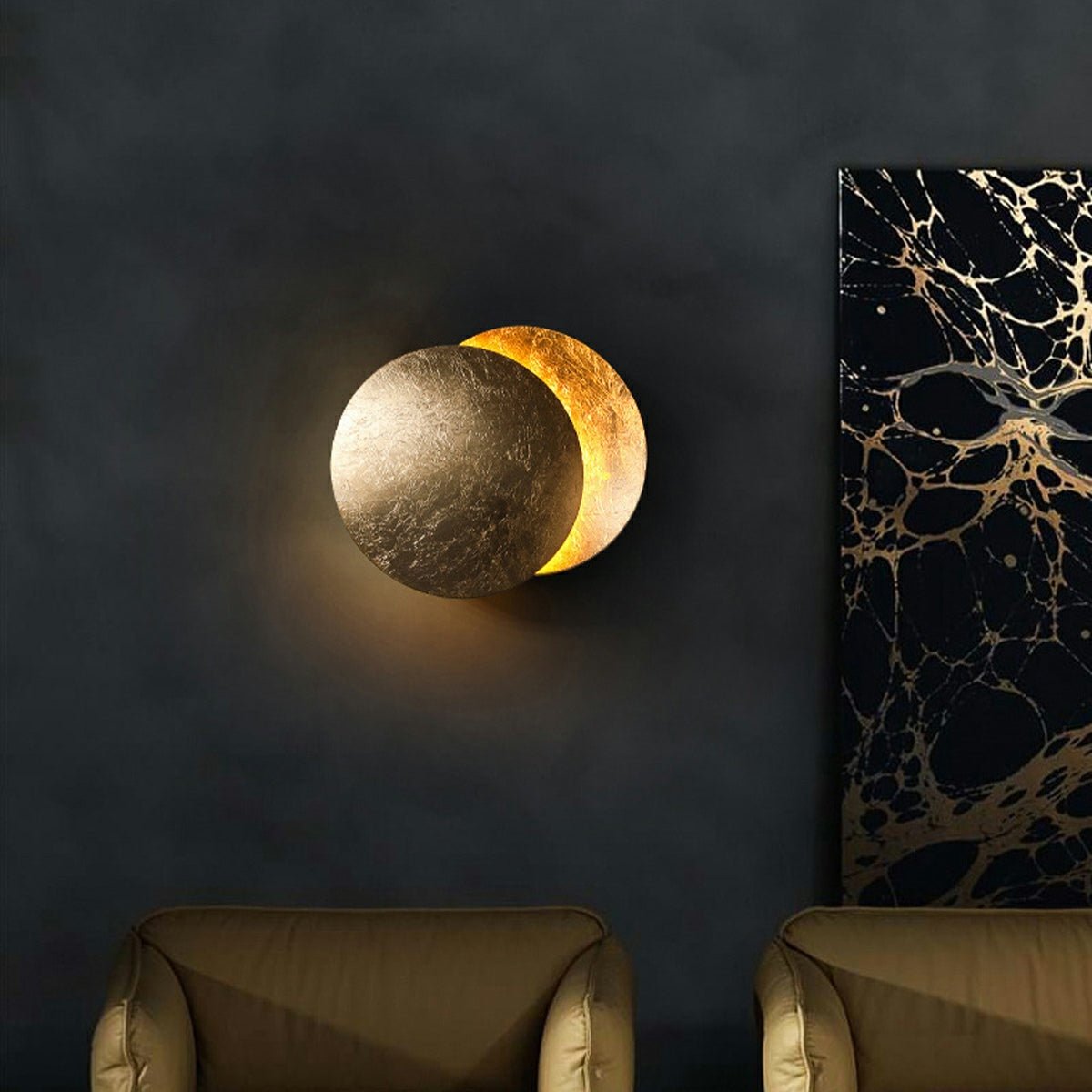 Wandleuchte Eclipse Eisen Kupfer Gold Wohnzimmer Schlafzimmer Mondlampe Dekorative Wandleuchte Eclipse Stimmungslicht Hotel Flur Künstlerisch | Restfield