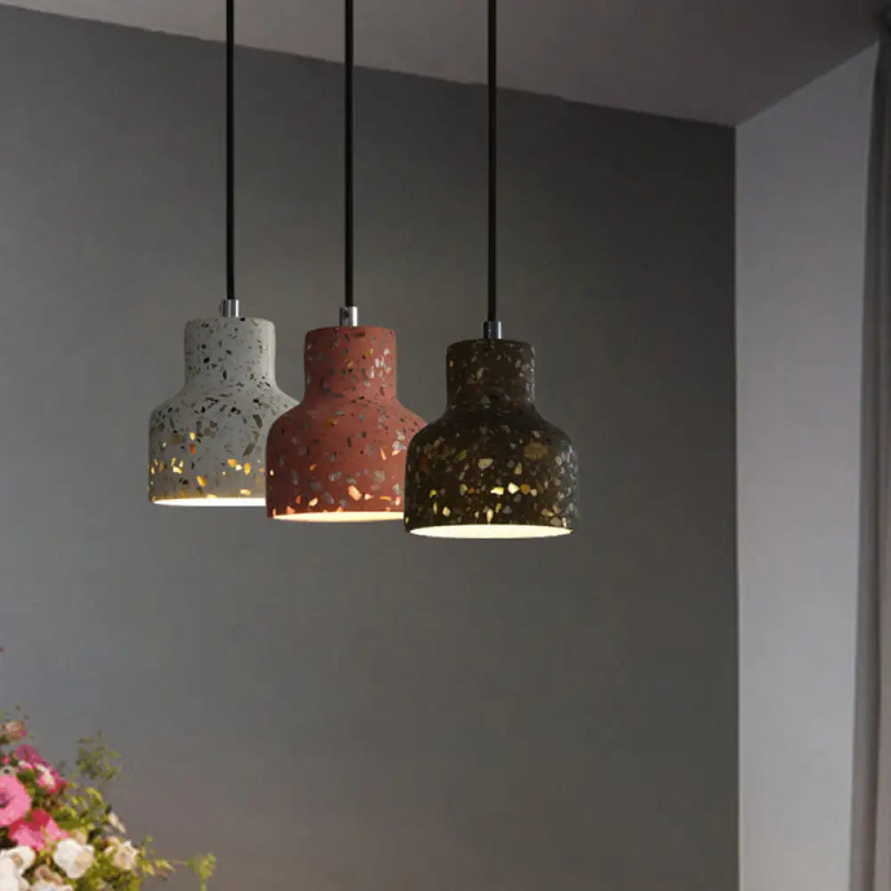 Lampa wisząca z cementu terrazzo, oświetlenie stołu jadalnego, industrialny design, lampa pendel, oprawka E26 E27, styl nordycki | Sansoti
