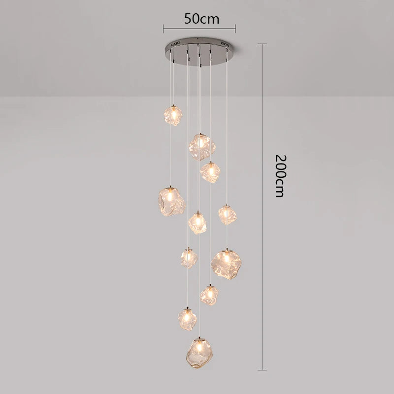 Lustre sculptural pour cage d’escalier, LED réglable et dimmable, lumière chaude, design moderne et minimaliste | Sansoti
