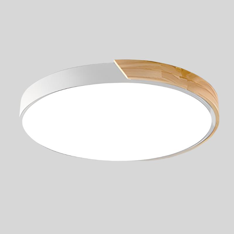 Scandinavian Ceiling Lamp with Wood Accent Macaron Shape Modern Ambient Lighting Living Room Bedroom | Sansoti